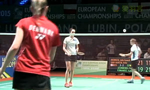 克拉拉/伊莎贝尔(西班牙)VS朱莉/迪特(丹麦) 2015欧洲青年团体锦标赛 女双半决赛视频