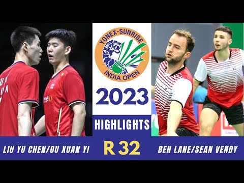 刘雨辰/欧烜屹2-0莱恩/文迪集锦，2023年印度羽毛球公开赛1/16决赛