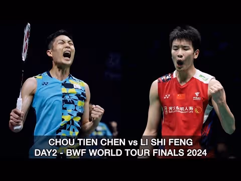 起跳霸气庆祝！李诗沣2-1周天成逆转集锦！ 2024世界羽联总决赛 男单小组赛视频