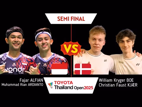 亨山之后印尼男双一蹶不振？阿尔菲安/阿迪安托0-2爆冷不敌克莱格·博伊/浮士德集锦！ 2025泰国公开赛 男双半决赛视频