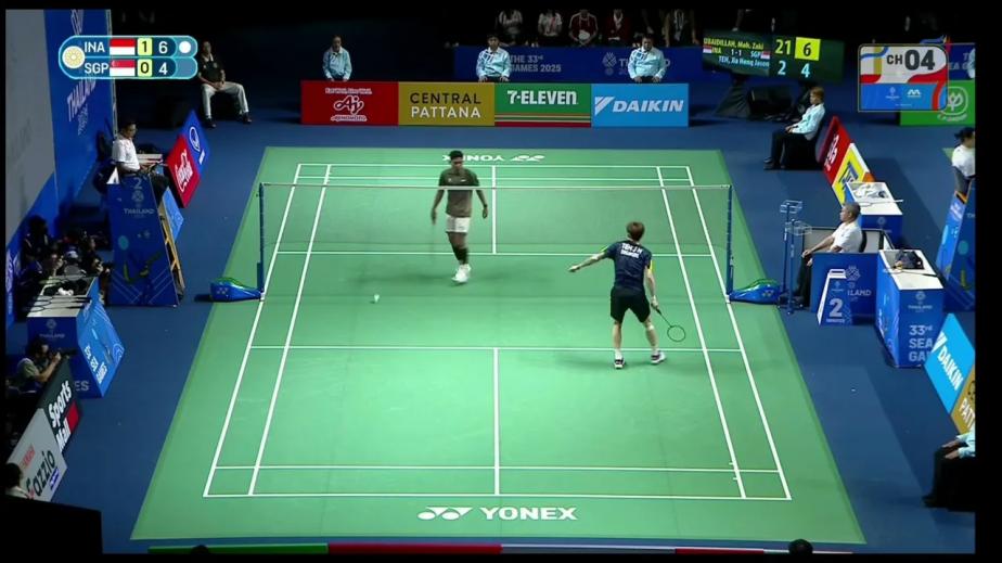 2-21活久见！郑加恒惨败不敌印尼乌拜迪拉集锦 2025东南亚运动会 男团半决赛视频