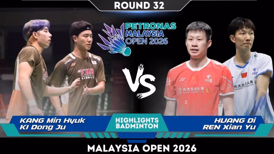 新组合发挥如何？黄荻/任翔宇1-2姜珉赫/奇东柱集锦！ 2026马来公开赛 男双1/16决赛视频